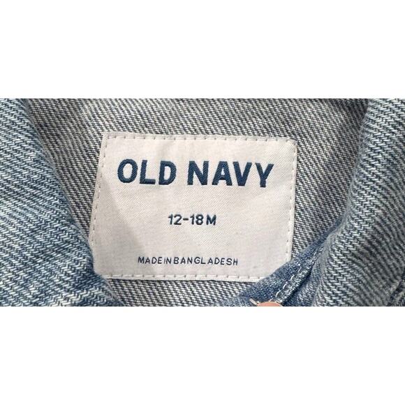 Old Navy Heart Pocket Jean Jacket Baby Girl Size 12-18M Denim Light Wash Love - Picture 6 of 7